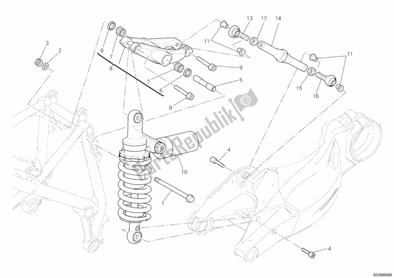 All parts for the Rear Shock Absorber of the Ducati Streetfighter S 1100 2012